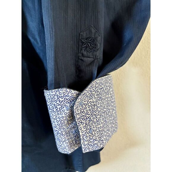 Men's Stone Rose Long Sleeve Shirt - Blue‎ With Flip Cuffs - Size 4 / L - Picture 2 of 3